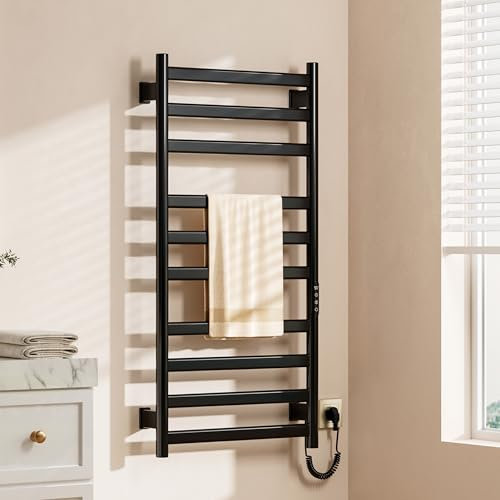 OihPaw Sèche-Serviette,Noir Chauffe Serviette Salle de Bain,Les Dimensions sont :1000×500mm,avec écran Tactile,Minuterie et température réglable radiateur seche Serviette Electrique Salle de Bain