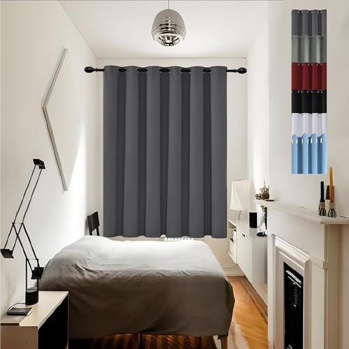 GOUSUN Vorhang Verdunkelung 170 x 220 cm Vorhang Isolierend Kälte Warm Thermovorhang mit Ösen Gardinen mit Ösen für Schlafzimmer, Dunkelgrau