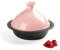 Tajine marocain en Fonte, cocotte avec Couvercle, Grand Format 24 cm, tajine marocain avec Base en Fonte émaillée et Couvercle Conique (Rose)