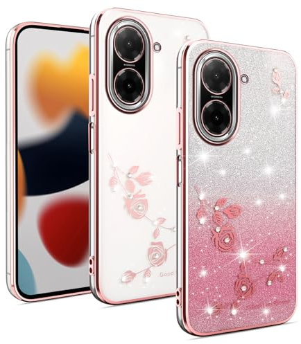 XINYEXIN Glitzer Hülle für Xiaomi Redmi A5 4G Transparente Bling Handyhülle mit Glitter Strass, Stoßfeste Ultradünne Schutzhülle für Frauen Mädchen - Roségold