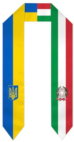 Bandiera Ucraina, bandiera Italia, stole di laurea, scialle, fascia, foulard per studenti internazionali