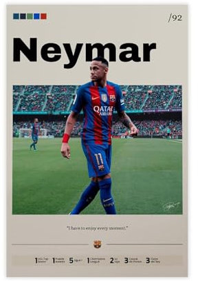 OGTDA Neymar Poster auf Leinwand, Wandkunst, Dekordruck, Gemälde für Wohnzimmer, Schlafzimmer, Dekoration, 30 x 45 cm