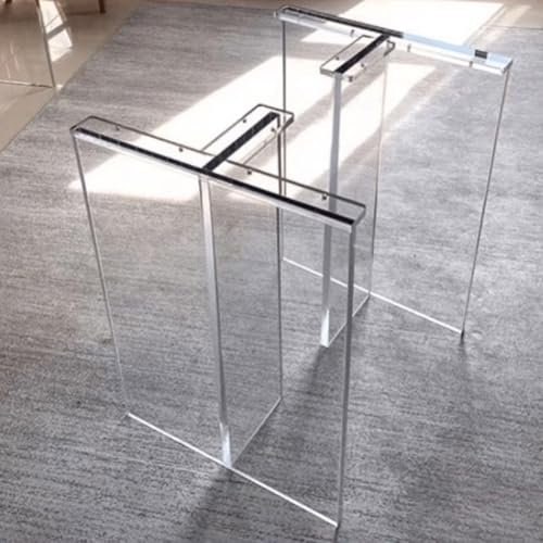 Lot de 2 pieds de bureau en acrylique transparent pour table de salle à manger, salon, bureau et cuisine - 60 cm de large x 80 cm de haut