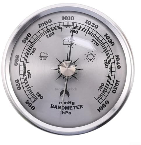 70mm Barometer, Metal Round Dial Barometers, Barometric Pressure Gauge for Home, Pressure Measuring Gauge for DIY(Silver)