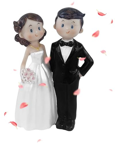 Brautpaar Figuren Torte, Hochzeitspaar Figurens als Tortendeko für Hochzeitstorten, Brautpaar Figuren für Torten, 12 cm x 6,5 cm