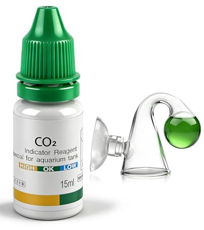 Daozhogo Co2 Dauertest Aquarium, Co2 Test Aquarium 15 ml Indikatorlösung und Glas-Dropchecker mit Farbanzeige, zum Genauen Bestimmen des Co2 Gehaltes, Präzise Einfach Montierbar, Aquascaping