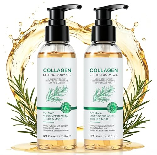 Collagen Oil for Skin Tightening - Collagen Lifting Body Oil, Hydrating Firming Skin Dry Oil, Quick Absorption Non Greasy Body Moisturizer, Nourish Smooth Glowing Skin Daily Use (2 Pack)