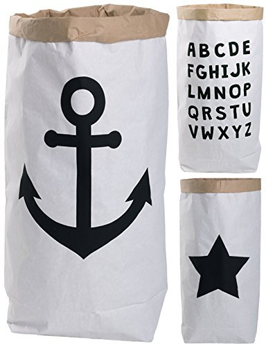 Lifestyle Lover Papiersack Paper Bag rund Kraftpapier Beutel Braun Weiß (Anker)