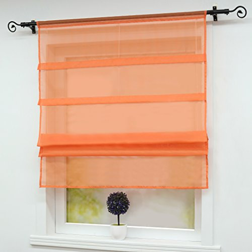 Joyswahl Scheibengardine Voile Bistrogardinen mit Tunnelzug Oonagh Bändchenrollo BxH 80x140cm Orange 1er Pack