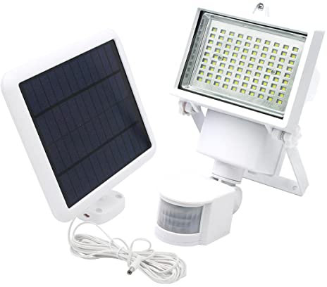Projecteur solaire blanc eclairage puissant panneau solaire déporté LED blanc COOPER WHITE H22cm avec détecteur de mouvement orientable