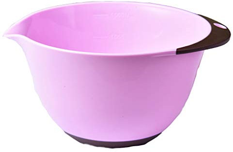 Baoblaze Pink Plastic Mixing Bowl with Handles, Measurement Marks and Non-Slip Bottom, Batter Mixing Bowl Kitchen Baking Tools, 22cm