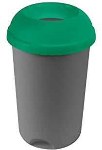 Addis Open 50 Litre Recycling Office Commercial Business Utility Waste Bin, Colour Coded Green lid with Metallic Base, 519041AMP, Green & Metallic Grey