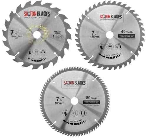 TCT185MXB20B Saxton TCT - Lame per sega circolare, 185 mm x 20, 40 e 80 T x 20 mm (anello da 16 mm), compatibili con Evolution Bosch ecc. (confezione da 3)
