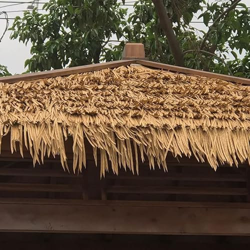 LPLND Palmendächer Simulation Palm Stroh Fliese Reetdach Schindel 0.5m x 1 m Palmenblätter Palmdach Paneele Palm Thatch Roll Dekoration flammhemmend(Size:3m,Color:3#)
