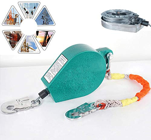 CAPXXIN Professioneller Fallschutz, selbsteinziehendes Lifeline-Kabel mit Verriegelungshaken aus legiertem Stahl zum Anschluss des Sicherheitsgurt-Rückenrings, Fallsicherungsausrüstung, Traglast 150
