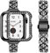 wutwuk Brillante Correa Compatible Apple Watch Mujer 40mm con Diamantes, Correa de Acero Inoxidable Delgada con Funda Protetora para Apple Watch series 6 5 4 y iWatch SE-Negra 40mm