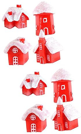Abaodam 16 STK Weihnachtsfiguren Weihnachtshäuser Dorf Weihnachtsschnee Miniatur-weihnachtshandwerk Weihnachtshäuser Aus Weißem Harz Miniatur-weihnachtshäuser Schreibtisch Zubehör
