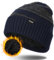 Wmcaps Wintermütze Herren, Thermo Winter Beanie Mütze Herren und Damen, Weiche Wollmütze mit Bündchen, Gestreifte Strickmütze Warme Stretchy Ski Mütze Männer(Marineblau+Dunkelgrau)