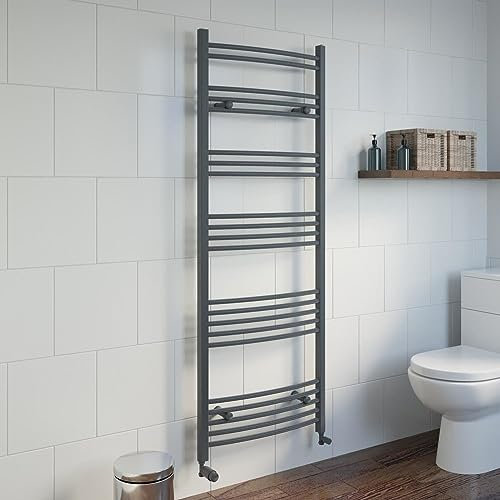 DuraTherm® 1600 x 600mm Curved Heated Towel Rail Radiator Modern Central Heating Bathroom Warmer Wall Mounted Ladder Rad, Anthracite