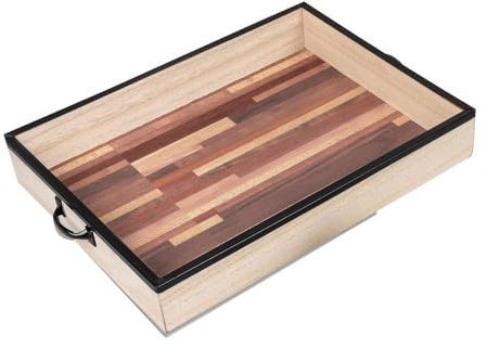formano Deko Tablett rechteckig aus Holz mit Alugriffen, 30x40 cm, Natur