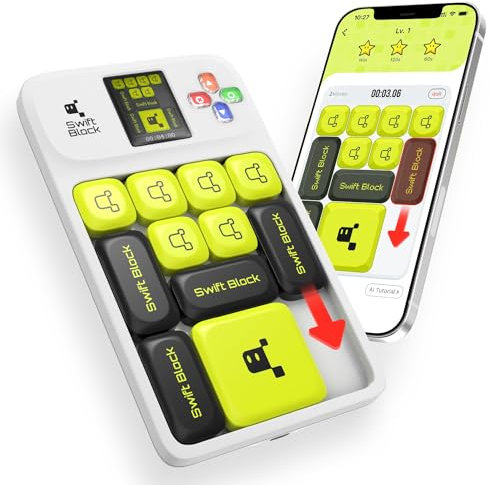 Swift Block Super Slide Schiebepuzzle Magnetisches, Handheld-Spiel mit 1000+ Leveln & AI-Tutorials mit der SlideVerse-App, Geschenke für Kinder (Version Frost*Kein Zahlenstücken Zubehör)