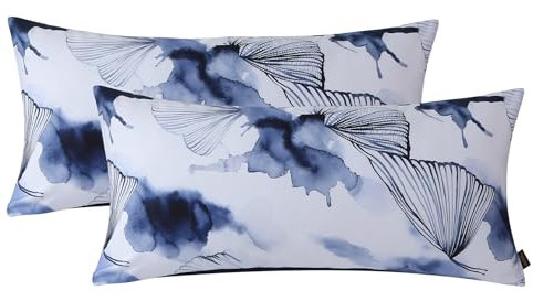 MILDLY Kissenbezug 40x80 Baumwolle Satin, Pflanzenmuster Kühlende Kissenbezüge 2 Teilig mit Reißverschluss, ÖkoTex Zertifiziert, Weich und Bequem, Evan