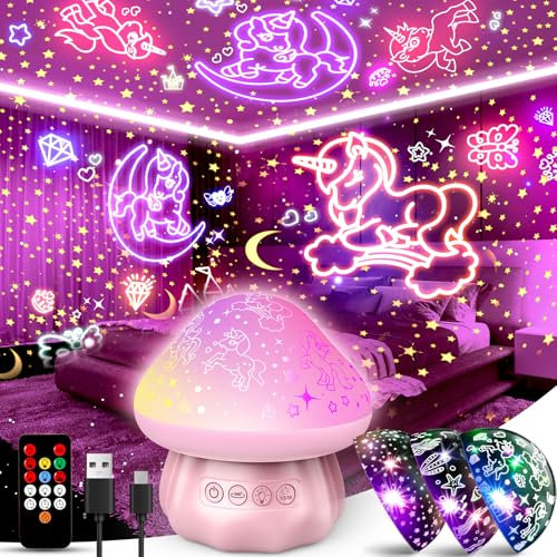 Hapikids Unicorn Gifts for Girls Night Light Kids Toys for 2 3 4 5 6 Year Olds Girls Gifts, Baby Night Ligh Newborn Toy Sensory Toys for Babies Sensory Lights Night Light Projector for Kids Christmas
