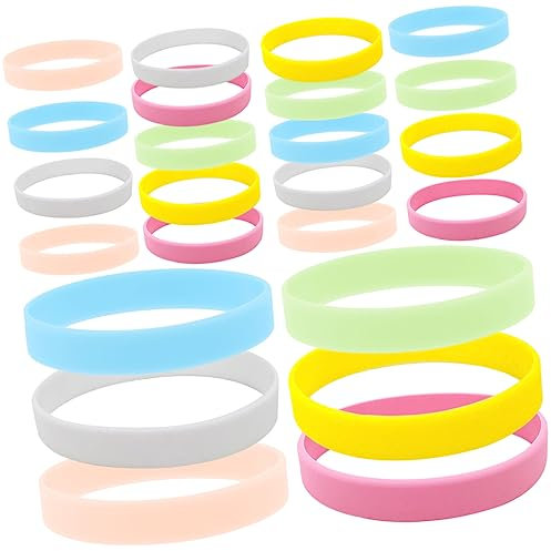 BESTonZON 24Stücke Teiliges Leuchtendes Silikonarmband für Junge Mädchen und Erwachsene Glow in The Dark Gummibänder für Partys Festivals und Konzerte Neon-armbänder in Verschiedenen Farben