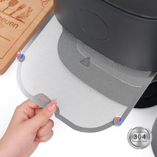 WIAZZLUK Anti-éclaboussures en Acier Inoxydable, Anti-éclaboussures Accessoires pour Air Fryer Compatible avec COSORI XXL 4,7L et Ninja Speedi Cuiseur Rapide ON400EU 5,7L Friteuse, avec 6 Aimants