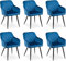 CLIPOP Esszimmerstühle 6er Set, Küchenstuhl Samt Bezug Wohnzimmerstuhl Polsterstuhl mit Armlehne Metallbeine Polstersessel Stuhl für Esszimmer Wohnzimmer Küche (6, Samt Blau)