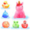 Badewannenspielzeug Baby Leuchtend 6er Set - LED Badespielzeug mit Dynamische Farblicht - Wasserspielzeug Kinder für Badewanne - Leuchtet im Wasser (Hai, Ente, Löwe, Einhorn, Flamingo, Frosch)