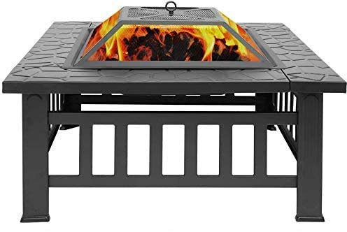 SnamicE Feuerstelle mit Grillablage, groß, 3-in-1, Gartenofen für Hinterhof und Terrasse, Feuerstellentisch für draußen, Feuerstellen-Set, Holzofen zum Heizen,