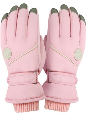 Feelorna Gants de ski pour femme - Gants d'hiver thermiques doux pour écran tactile - Avec dragonne réglable - Coupe-vent - Gants de ski chauds - Gants de snowboard