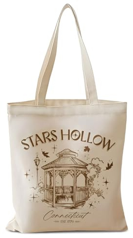 Komergave Girls Stoffbeutel Bedruckt Tragetasche Damen Einkaufstasche, Retro Stofftaschen TV Show Merchandise Tote Bag Aesthetic Tragetaschen Baumwolltasche für Fans, Frauen, Mädchen 40x35cm