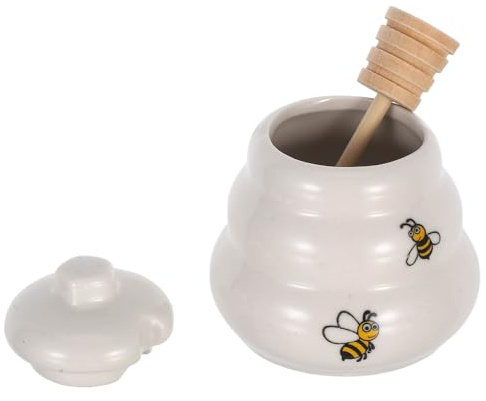 BESPORTBLE Keramik Honigtopf mit Bienenmuster und Deckel als Zuckerdose | 1 Stück, Feine Handarbeit, Robust und Schadensresistent, für Hochzeiten und Familienfeiern