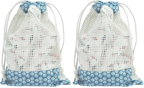 Feel Natural - Filet de Lavage pour Lingettes Démaquillantes : Disques et Carrés - Pour Lavage en Machine ou à la Main - Sac 100% Coton (Lot de 2)