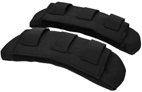 Azarxis Replacement Tactical Shoulder Strap Pads 2 Pack Extra-Thick Removable Cushions for Molle Pouch Messenger Laptop Computer Briefcase Luggage Duffel Sport Camera Guitar Bag (Black)