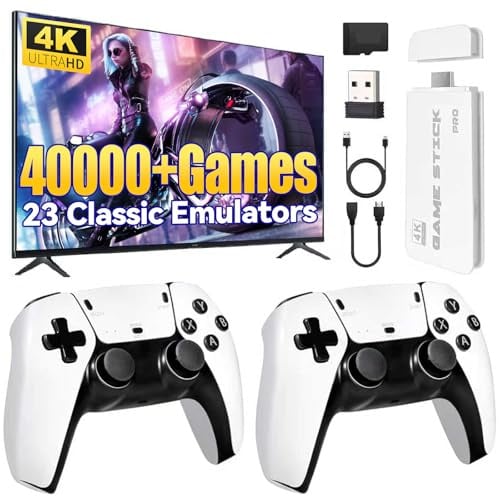 Nawchedo Console per videogiochi retrò 4K HDMI con oltre 40.000 giochi, 23 emulatori, plug-and-play, doppio controller wireless da 2,4 GHz, 64 GB