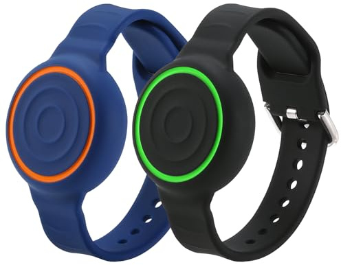RenSheng 2 Pezzi GPS Cinturini Compatibili con Airtag Braccialetti, Cinturini in Morbido Silicone, Impermeabili e Traspiranti, Custodia Protettive con Localizzatore per Bambini e Anziani