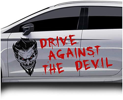 Devil Dekor Aufkleber - Finest-Folia Sticker Devil Eye Autoaufkleber Folie Joker Batman (KX024 KX028) (80cm x 50cm + Schriftzug)