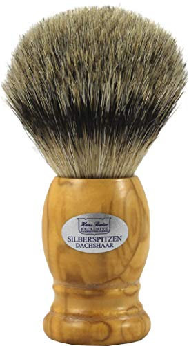 Hans Baier Exclusive Rasierpinsel Silberspitze Olivenholz - Gr. 1