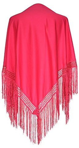 LA SEÑORITA Mantón de Manila Liso, Mantones de Flamenca para el Vestido de Feria, Sevillana o Flamenca. [160 x 80 cm] Tamaño Ideal para Todas las Edades [Niña & Mujer]