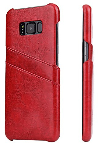 Handy Case für Samsung Galaxy S8 Plus 6.2 Zoll Hülle mit 2 Kartenfächern Hardcase in Leder-Optik Soft Touch Schutzhülle