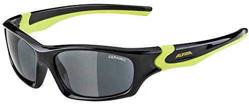 ALPINA FLEXXY TEEN - Flexible und Bruchsichere Sonnenbrille Mit 100% UV-Schutz Für Kinder, black-neon yellow gloss, One Size