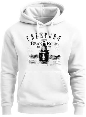 Neverless® Hoodie Herren Retro Print Leuchturm Motiv Schriftzug Freeport Island Kapuzen-Pullover Männer