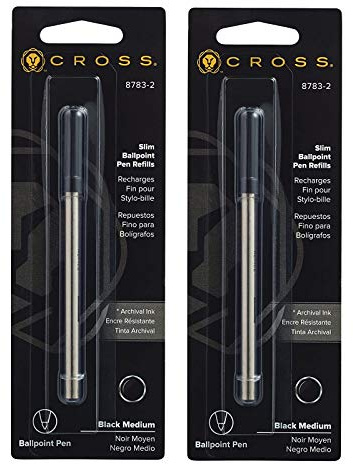 Cross (Click) 8783-2 Kugelschreiberminen, schmal, Medium, Schwarz, 2 Stück
