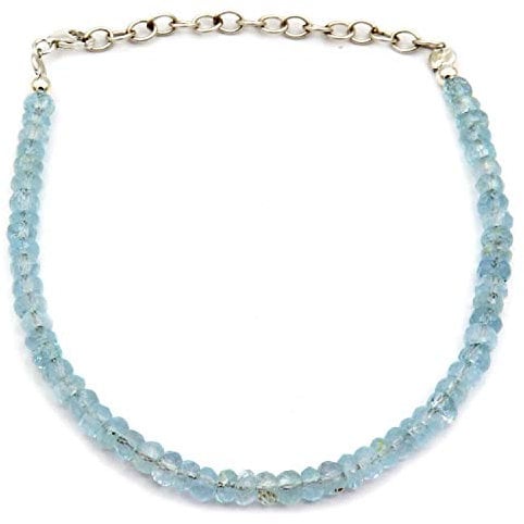 Vatslacreations Blautopas-Armband, Geburtsstein Dezember, Blautopas, Perlen-Edelstein-Armband, Muttertagsgeschenk für Sie, Sterlingsilber-Topas-Armband, Stein, Blautopas