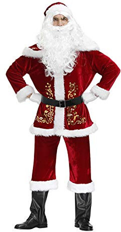 Proumhang Weihnachtsmann Kostüm Weihnachtsmann Kostüm 9 Zubehörteile (ohne Beutel)-XXL(180-185cm)