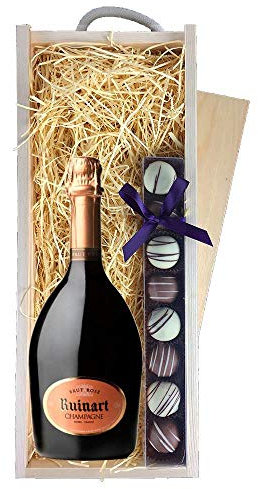 Ruinart Rose Champagne & Champagne Truffles, Wooden Box 75cl 12.5% abv