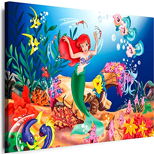 Julia-Art - Bilder Film Cartoons Tiere Kinder Meerjungfrau Fische 60 x 40 cm LeinWandBilder Xxl - 1 Teilige WandBilder Art 3D Modern Kunstdrucke w-a-2063-61